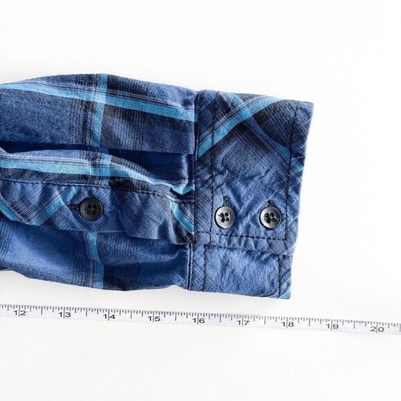 Rock & Republic Mens Stretch Plaid Long Sleeve Button Down Shirt Blue Large - Picture 7 of 8